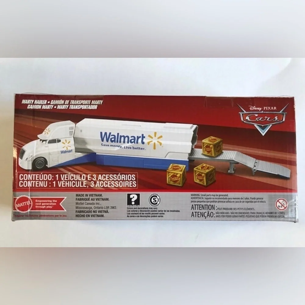 Disney Pixar Cars Marty the Walmart Truck Hauler w/Rusteze Boxes - BRAND NEW!